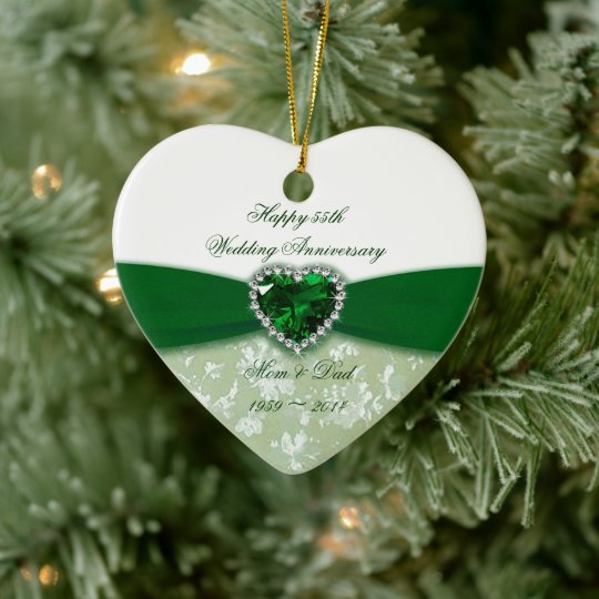 Damask 55th Wedding Anniversary Ceramic Ornament | Zazzle