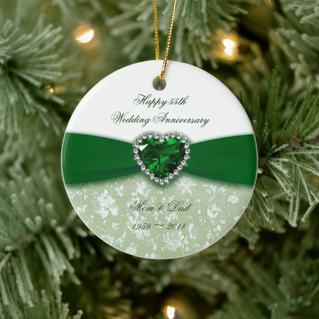 Damask 55th Wedding Anniversary Ceramic Ornament (Tree)