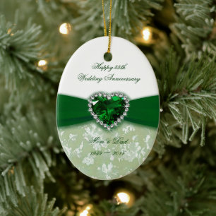 Damask 55th Wedding Anniversary Ceramic Ornament