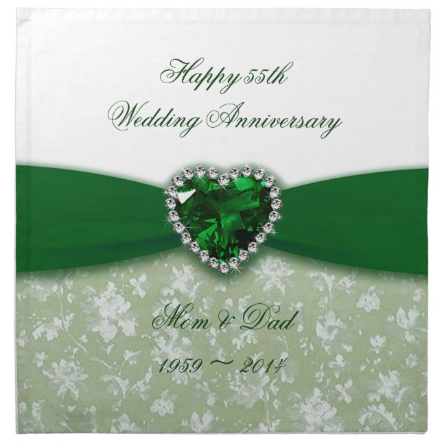Damask 55th Wedding Anniversary Cloth Napkin (Front)