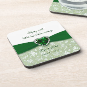 Damask 55th Wedding Anniversary Drink Coaster
