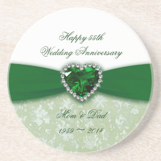 Damask 55th Wedding Anniversary Drink Coaster