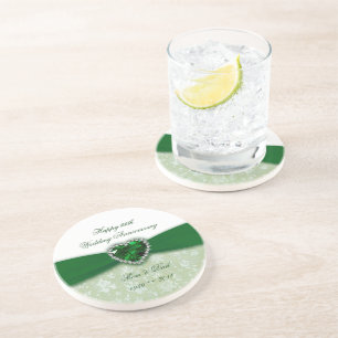 Damask 55th Wedding Anniversary Drink Coaster
