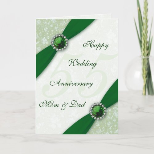 Damask 55th Wedding Anniversary Greeting Card