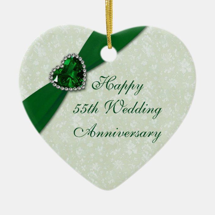 Damask 55th Wedding Anniversary Heart Ornament | Zazzle.com