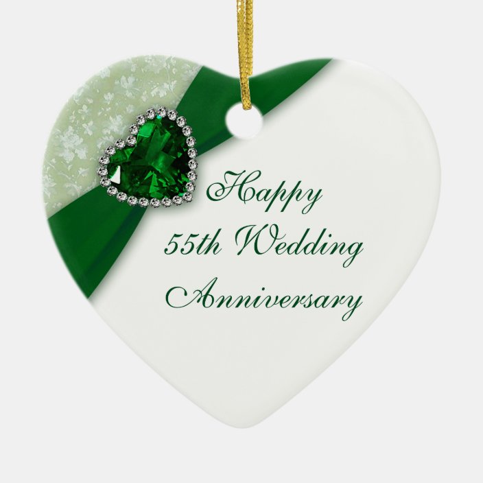 Damask 55th Wedding Anniversary Heart Ornament | Zazzle.com