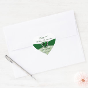 Damask 55th Wedding Anniversary Heart Sticker
