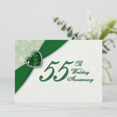 Damask 55th Wedding Anniversary Invitation