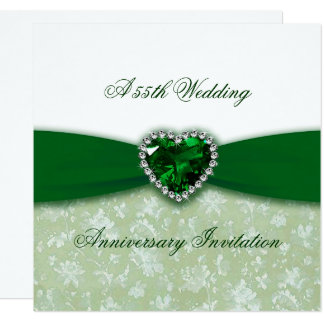 Damask 55th Wedding Anniversary Invitation