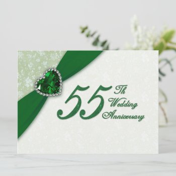 Damask 55th Wedding Anniversary Invitation by Digitalbcon at Zazzle