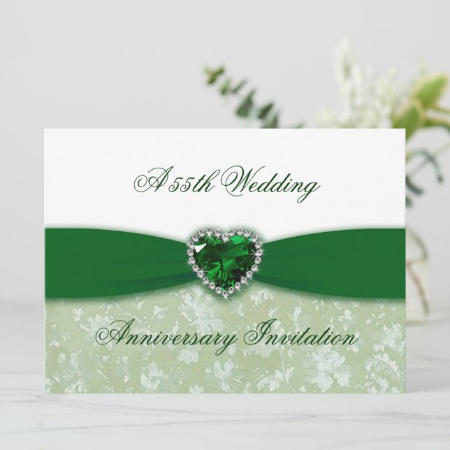 Damask 55th Wedding Anniversary Invitation (Standing Front)