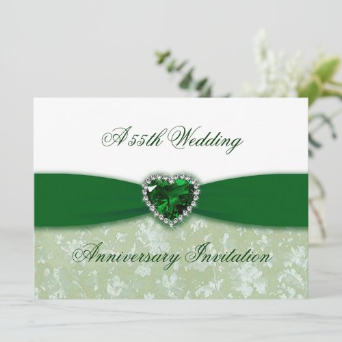 Damask 55th Wedding Anniversary Invitation