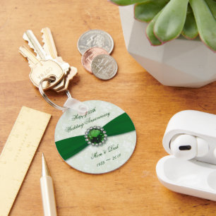 Damask 55th Wedding Anniversary Keychain