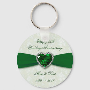 Damask 55th Wedding Anniversary Keychain