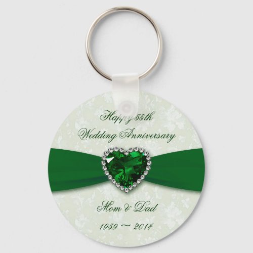 Damask 55th Wedding Anniversary Keychain