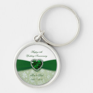 Damask 55th Wedding Anniversary Keychain