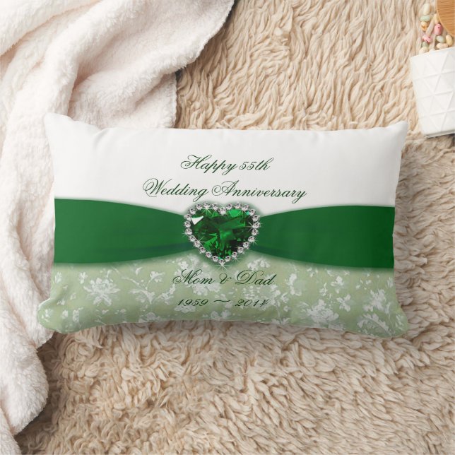 Damask 55th Wedding Anniversary Lumbar Pillow (Blanket)