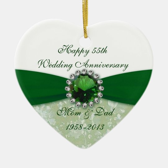 Damask 55th Wedding Anniversary Ornament