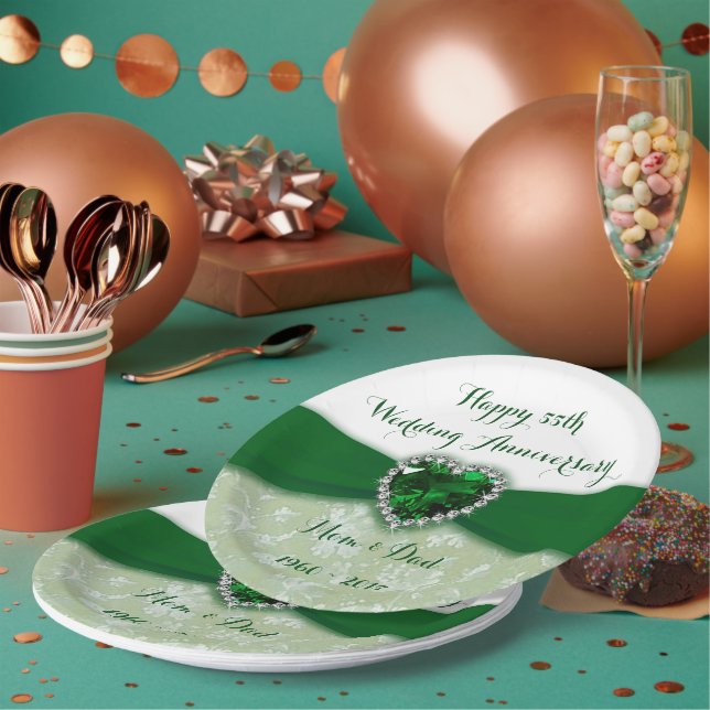 Damask 55th Wedding Anniversary Paper Plate (Multi)
