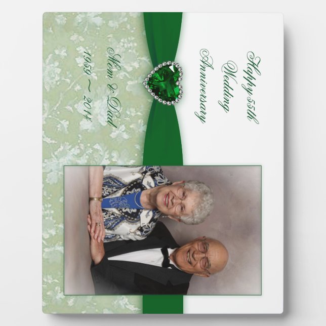 Damask 55th Wedding Anniversary Photo Plaque (Front)