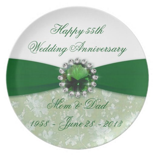 Damask 55th Wedding Anniversary Plate | Zazzle