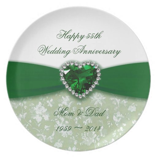 Damask 55th Wedding Anniversary Plate | Zazzle