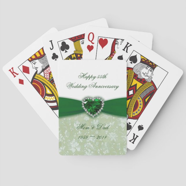 Damask 55th Wedding Anniversary Poker Cards (Back)