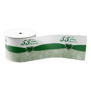 Damask 55th Wedding Anniversary Ribbon