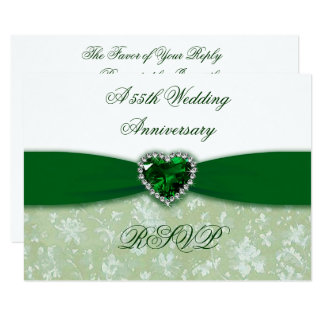 Damask 55th Wedding Anniversary RSVP Card