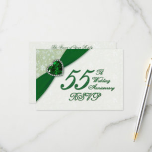 Damask 55th Wedding Anniversary RSVP Card
