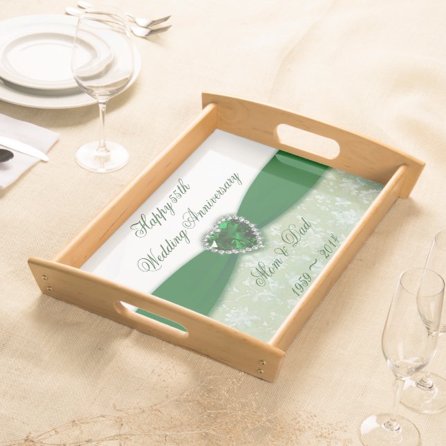 Damask 55th Wedding Anniversary Serving Tray (Front)