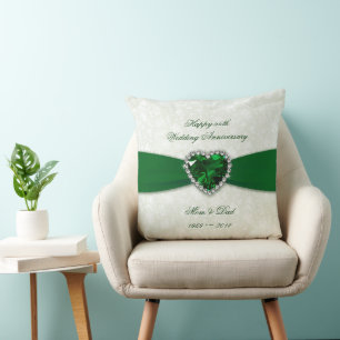 Damask 55th Wedding Anniversary Throw Pillow