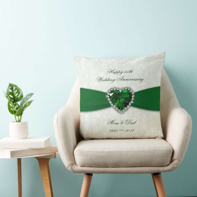 Damask 55th Wedding Anniversary Throw Pillow (Chair)