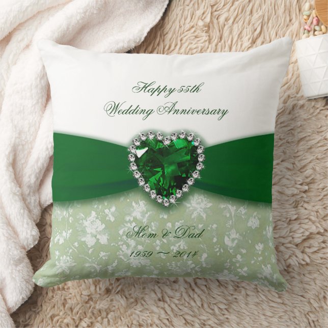 Damask 55th Wedding Anniversary Throw Pillow (Blanket)