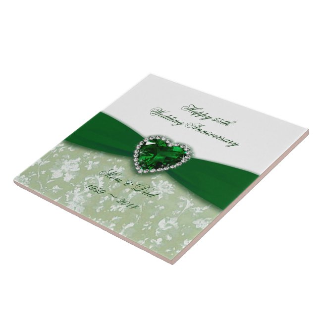 Damask 55th Wedding Anniversary Tile (Side)