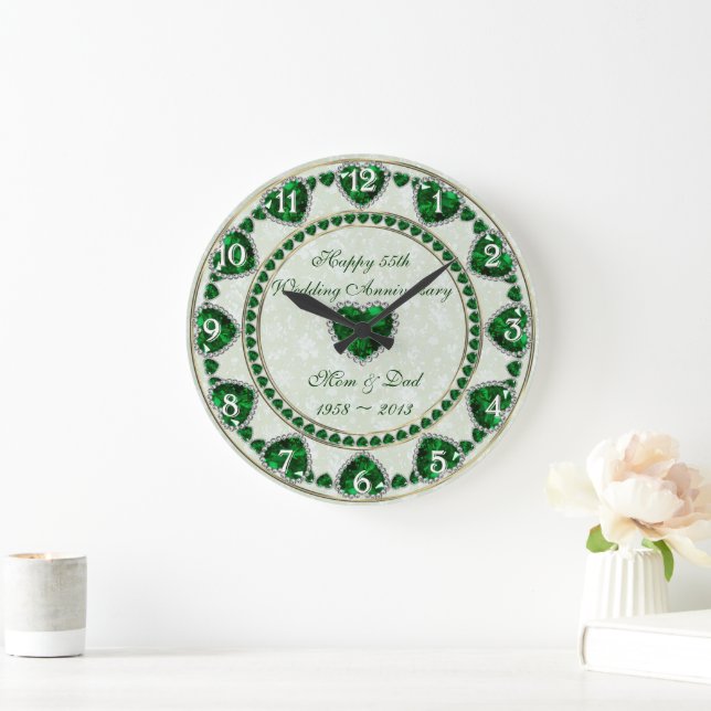 Damask 55th Wedding Anniversary Wall Clock (Home)