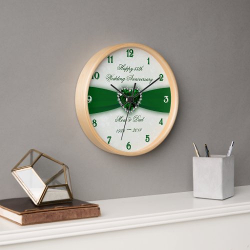 Damask 55th Wedding Anniversary Wall Clock