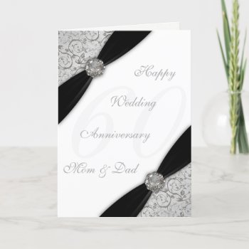 Damask 60th Wedding Anniversary Greeting Card by CreativeCardDesign at Zazzle