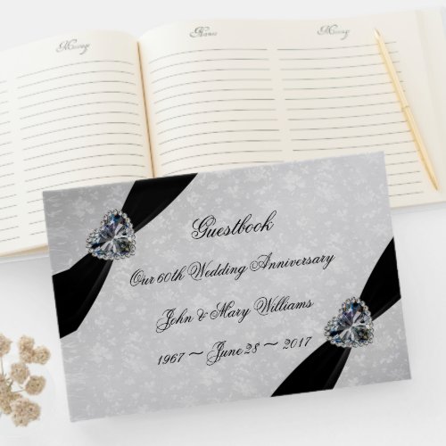 Damask 60th Wedding Anniversary Guest Book