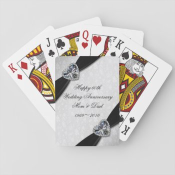 Damask 60th Wedding Anniversary Playing Cards by Digitalbcon at Zazzle