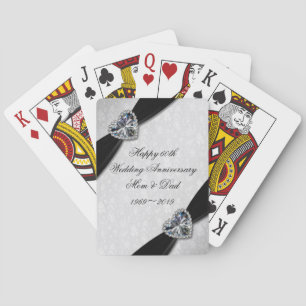 Damask 60th Wedding Anniversary Poker Cards