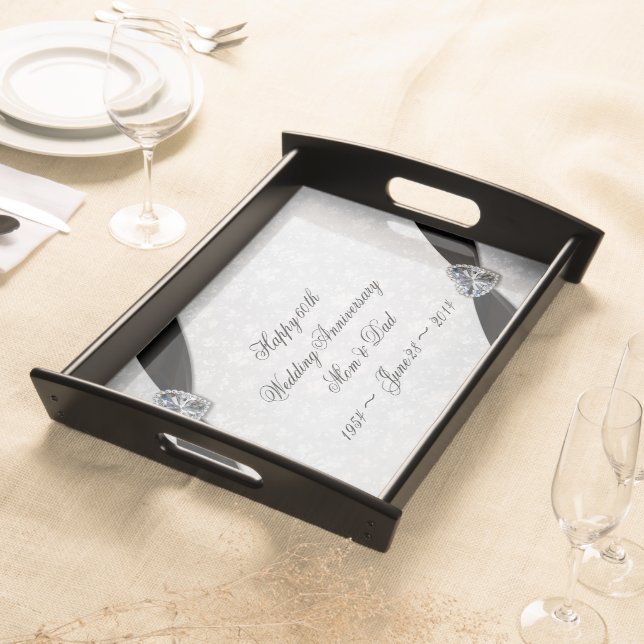 Damask 60th Wedding Anniversary Serving Tray (Front)