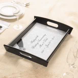 Damask 60th Wedding Anniversary Serving Tray