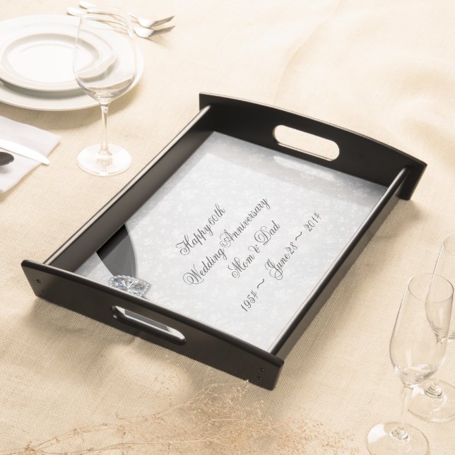 Damask 60th Wedding Anniversary Serving Tray (Front)