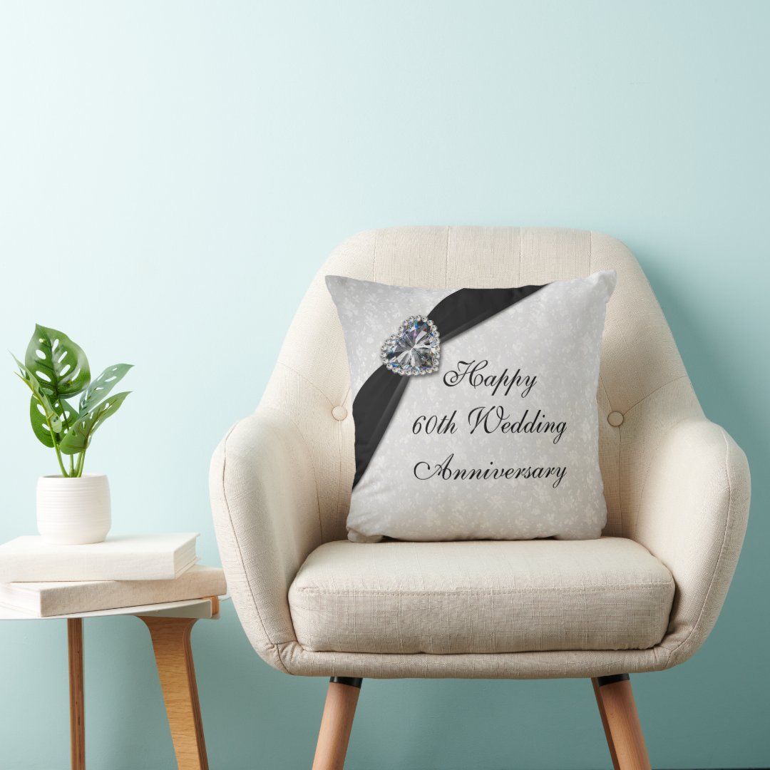 Damask 60th Wedding Anniversary Throw Pillow Zazzle