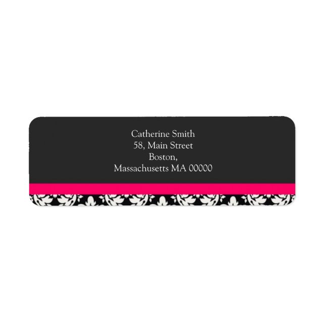 Damask Address Labels with Hot Pink (Front)