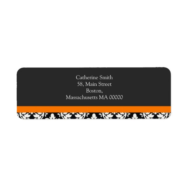 Damask Address Labels with Orange (Front)