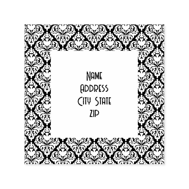 Damask address  self-inking stamp (Design)