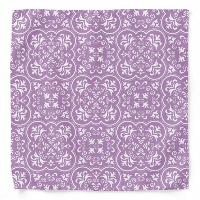 Damask African Violet Exclusive Monochrome Bandana (Front)