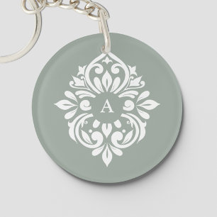 Damask Ambience (Pale Olive) Keychain